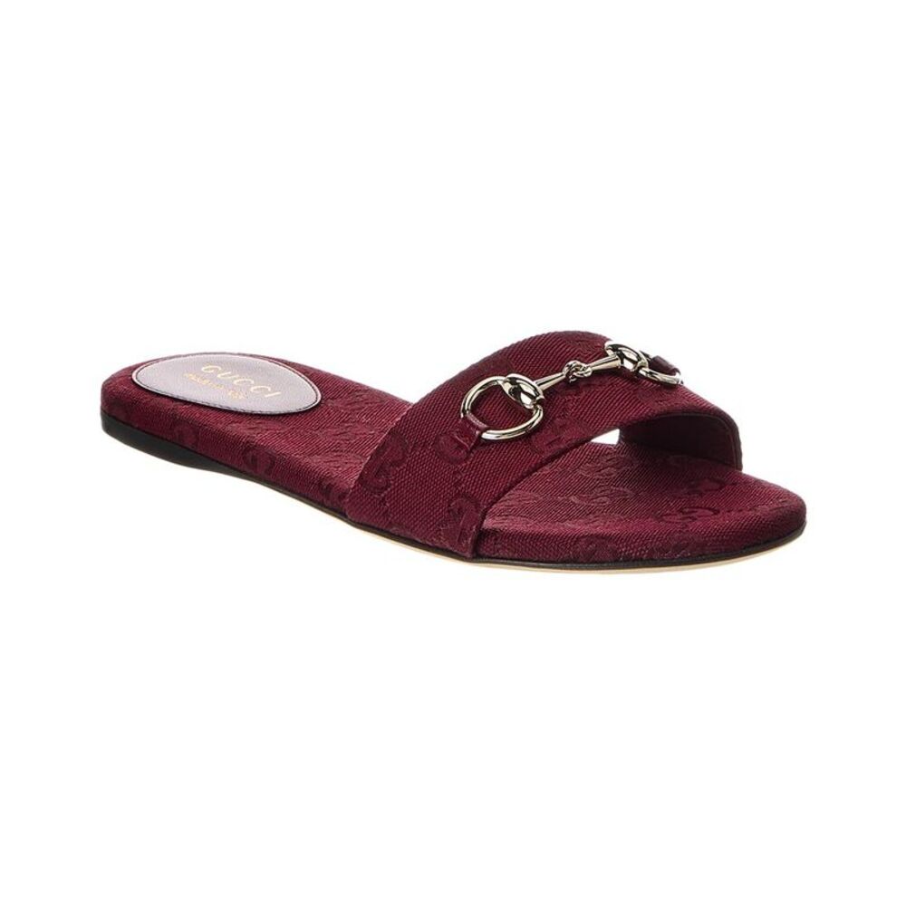 Gucci Horsebit Gg Canvas Sandal, Red